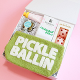 Pickelballin gift box, pickel ball gift, darling effect, pink pickelballs, pickelball vibes