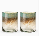 Segunda Vida set of two recycled glass tumblers with unique handcrafted variations.