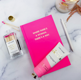 Chez Gagne, Where There's A Woman There's A Way Journal, Neon Pink, Hardcover Journal, Confete Party