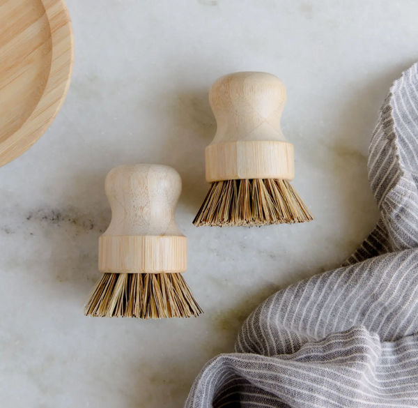 Earth Ahead, Bamboo Pot Scrubber Brush, wide handle, eco-friendly, women owned, Confete Party