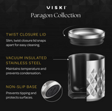 Viski, Paragon Insulated Double Walled Rocks Tumbler w/ Lid - Gold, Confete Party