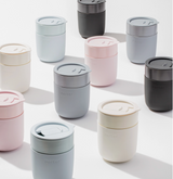 W & P, Porter Ceramic Reusable Coffee Mug, Charcoal, Confete Party