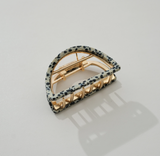 Small Adorro Rosalie metal hair claw clip securing hair comfortably with a sleek and modern half-moon silhouette.