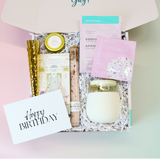 cake + sprinkles gift box, birthday box, girl gift box, pamper birthday box, compatres, patchology, W&P porter mug, bath salt