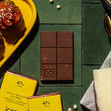 milk chocolate bar, crisp quinoa, sesame, peru