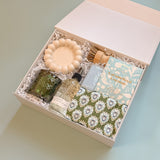 New Home gift box with luxury home essentials, candle, lavender room spray, and trinket tray