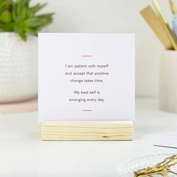 AIM Studio Co, "I Am" Affirmation Cards with Wooden Holder, Confete Party