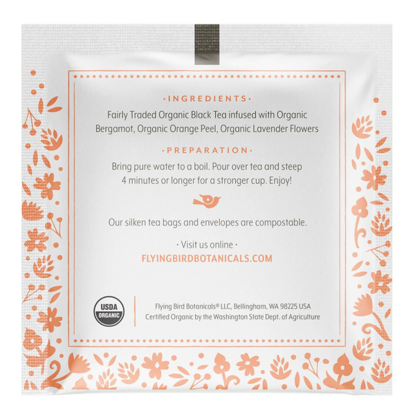 Flying Bird Botanicals, Lavender Orange Grey Tea, Confete Party