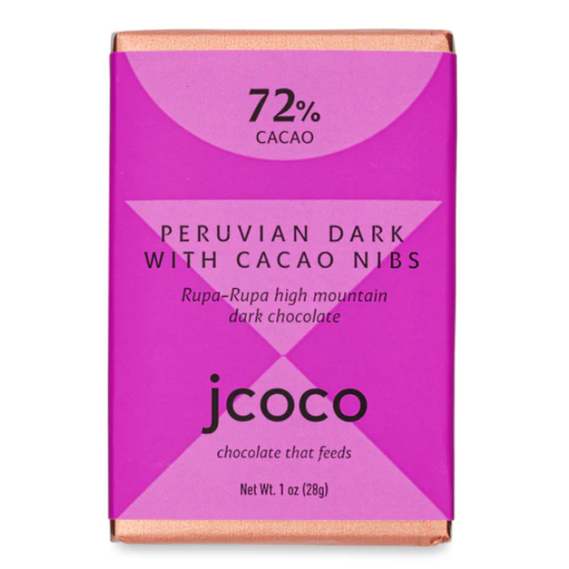 JCOCO Chocolate, Peruvian Dark with Cacao Nibs, Confete Party