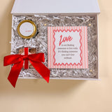 LOVE gift box with keepsake picture frame, 2oz soy candle, and red bow Maeve bubbly bon bons for Valentine’s Day or wedding anniversary.