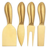 Patelai, 4 piece stainless steel cheese knives, gold, Confete Party