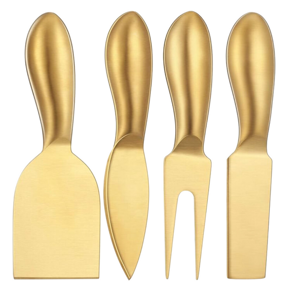 Patelai, 4 piece stainless steel cheese knives, gold, Confete Party