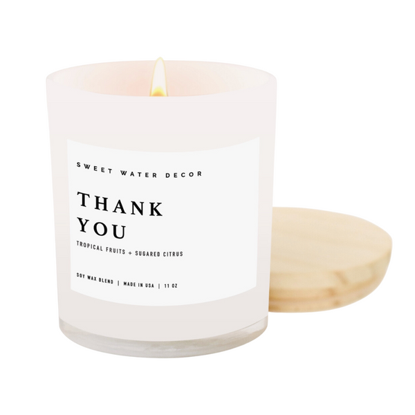 Sweet Water Decor, Thank You Soy Candle, 11oz, Confete Party