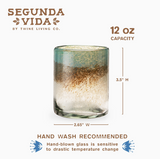 Set of two Segunda Vida recycled glass tumblers with handcrafted artisan design.