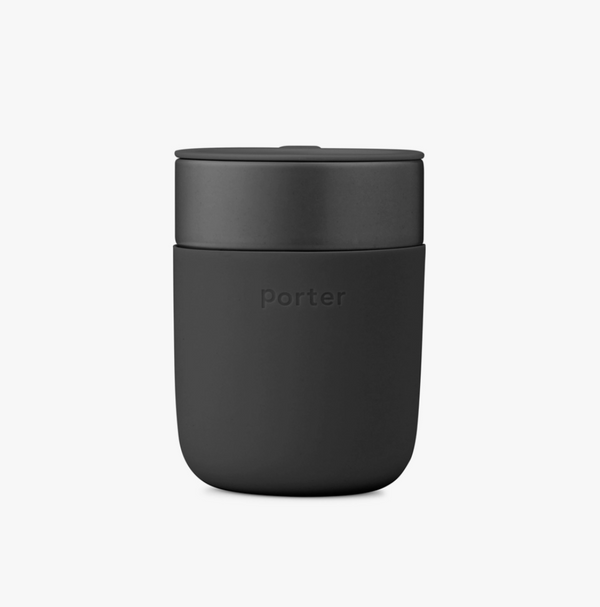W & P, Porter Ceramic Reusable Coffee Mug, Charcoal, Confete Party