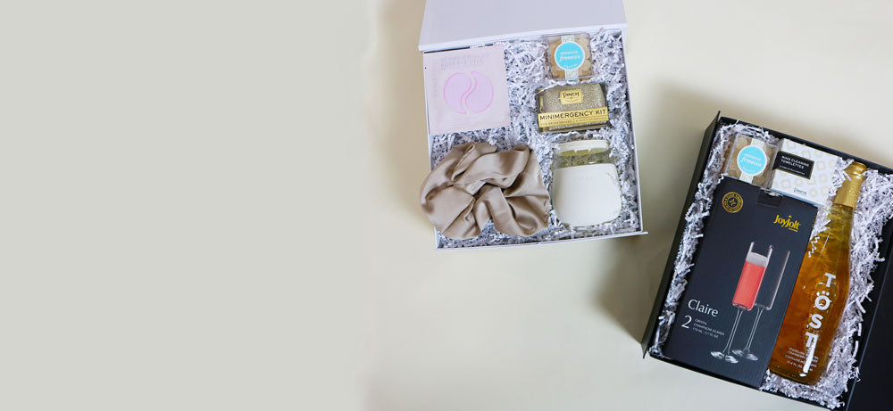 Wedding, engagement, bridesmaid, and bachelorette gift boxes