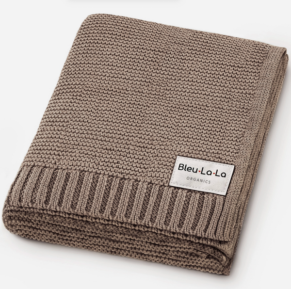 Bleu La La Heritage Knit 100% organic cotton swaddle blanket – soft, breathable, and perfect for gifting new moms and babies.
