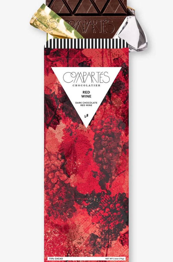 Luxury Compartés Red Wine Chocolate Bar, a gourmet dark chocolate gift for wine and chocolate lovers