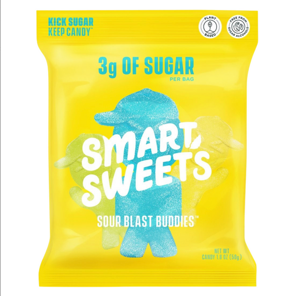 Smart Sweet, Healthy Sour Blast buddies, Gummy Bears, Low Sugar, plant based