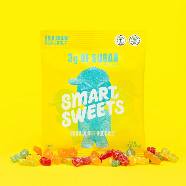 Smart Sweet, Healthy Sour Blast buddies, Gummy Bears, Low Sugar, plant based