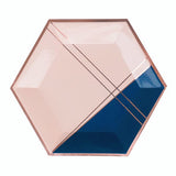 Erika Pale Pink and Navy Colorblock Large Plates