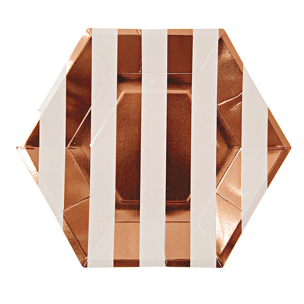 Rose Gold Large Striped Plates