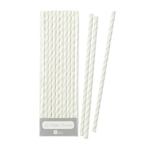 Silver Pinstripe Paper Straws