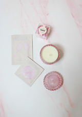 pretty in pink mini spa gift, mother's day, petite peony candle, seattle chocolate, confete party - 1