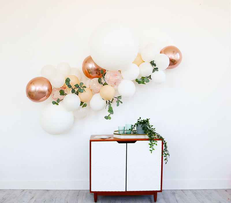 Rose Gold Balloon Garland with greenery