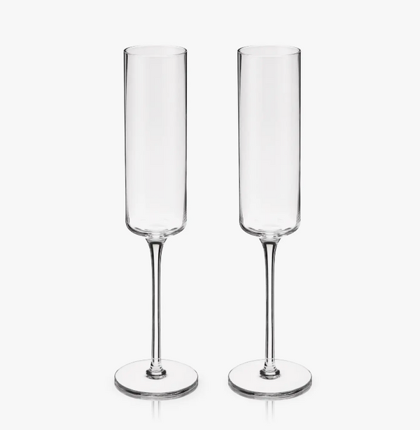 Viksi Laurel Champagne Flutes, lead free crystal, confete party box, wedding gift, engagement gift box - 1