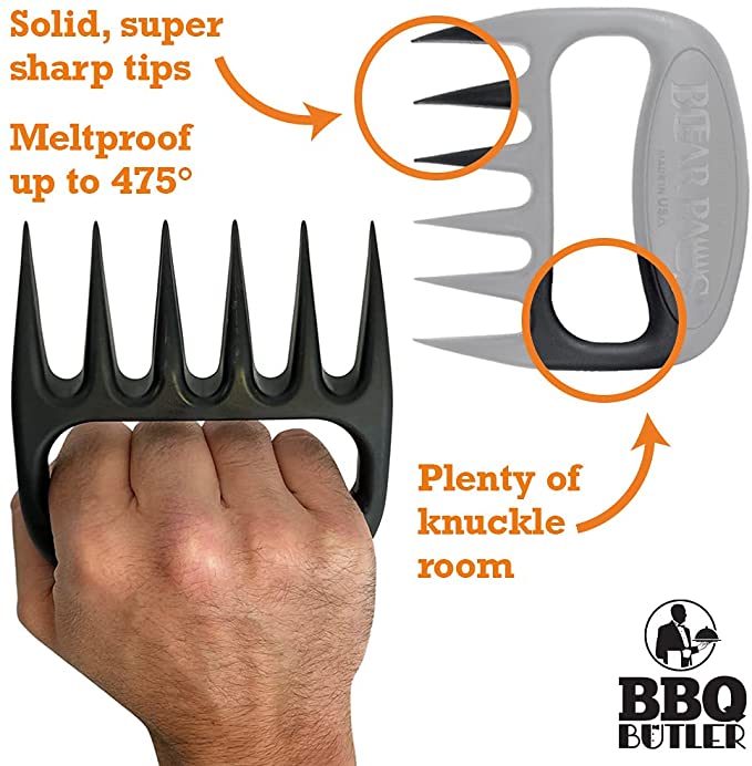 Bear Paws are specially designed for lifting and shredding meat. Time saver. Melt proof and dishwasher safe. Easy & fun to use