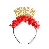 Festive Gal Presents and Prosecco Headband, Ugly Sweater Party Headband, Christmas Crown, Holiday party crown, Friendsgiving party outfit