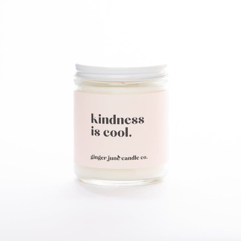 Ginger June Candle Co Kindness is Cool Non Toxic Soy candle, confete party, birthday gift box, employee appreciation gift, client appreciation gift.