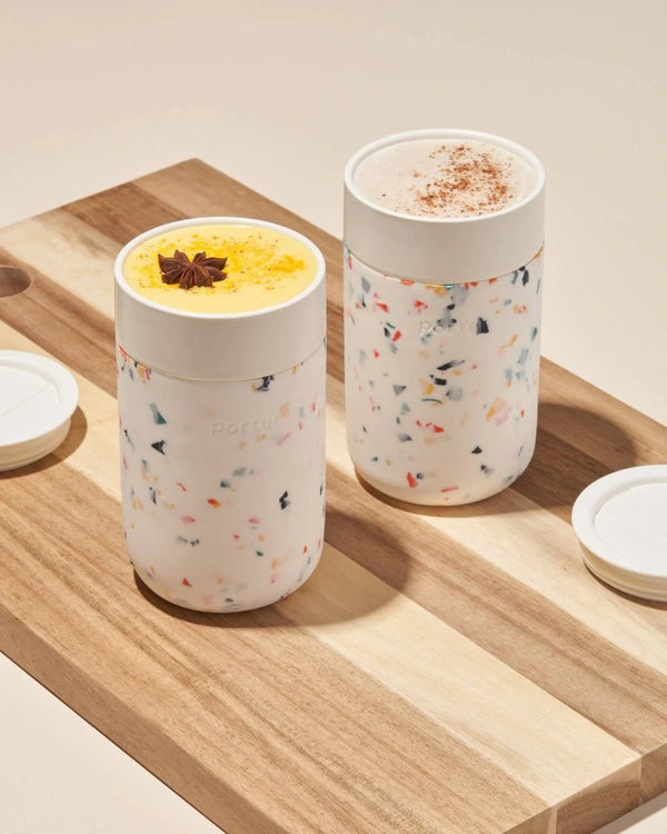 Porter Mug, wrapped interior ceramic mug with a protective silicone sleeve