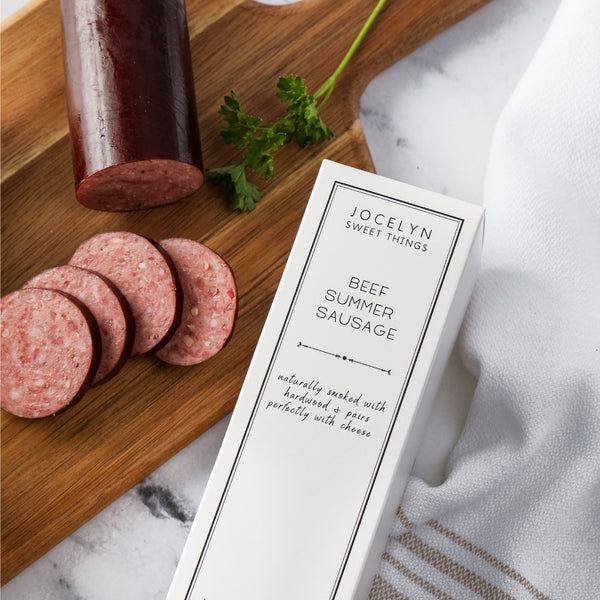 Jocelyn & Co- Fully cooked, shelf-stable, and packaged beautifully, this hardwood smoked sausage