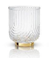VISKI- GASTBY TUMBLER- Polished gold and draping glass swathe the surface of this old fashioned high-quality glass.
